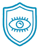 Icono de sello de calidad con ojo en medio